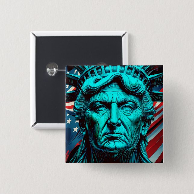 The Trump of Liberty:Symbol of American Greatness 15 Cm Square Badge (Front & Back)