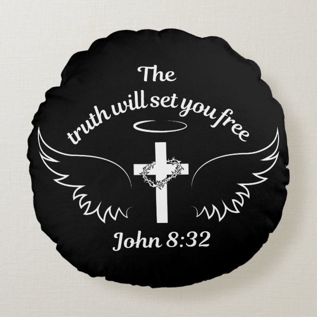 The Truth Will Set You Free John 8:32 Round Cushion (Front)