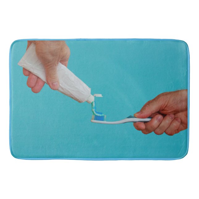 the tube of toothpaste on custom large bath mat (Front)