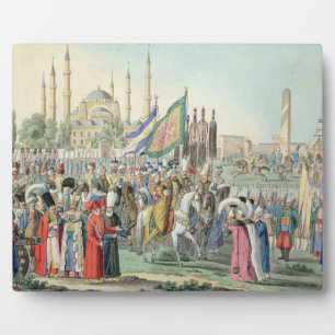 The Turkish Sultan reviewing his Janissaries (engr Plaque