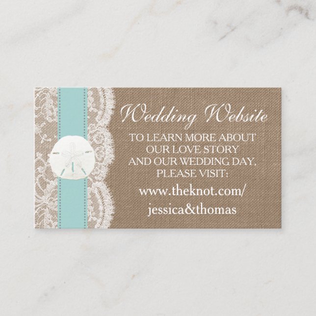 The Turquoise Sand Dollar Beach Wedding Collection Enclosure Card (Front)