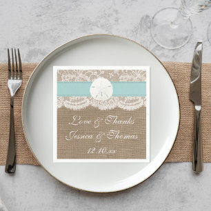 The Turquoise Sand Dollar Beach Wedding Collection Napkin