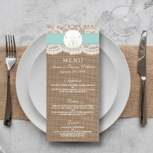 The Turquoise Sand Dollar Wedding Collection Menu