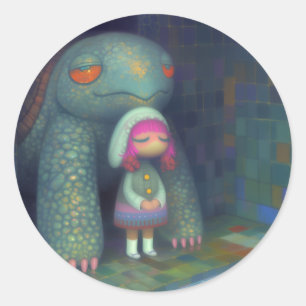 The Turtle and the Girl Classic Round Sticker