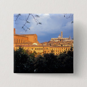 The Tuscan village of Sienna, Italy. 15 Cm Square Badge