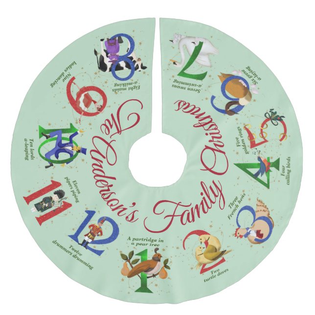 The Twelve Days of Christmas Brushed Polyester Tree Skirt (Front)