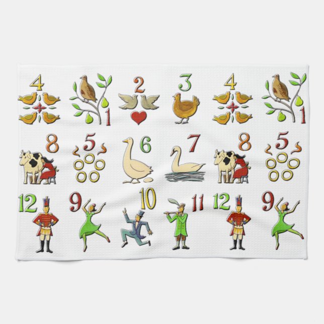 The Twelve Days of Christmas  Tea Towel (Horizontal)
