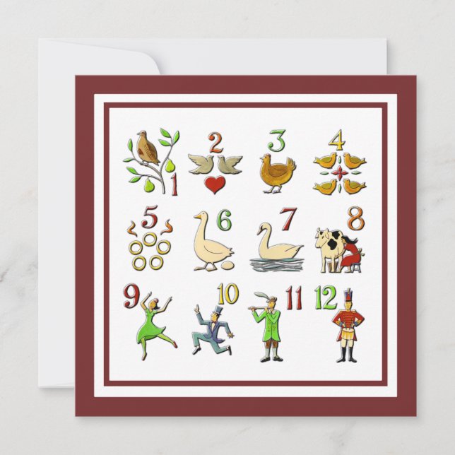 The Twelve Days of Christmas Your Border Colour Holiday Card (Front)