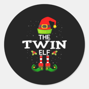 The Twin Elf Christmas Family Matching Pajama  Classic Round Sticker