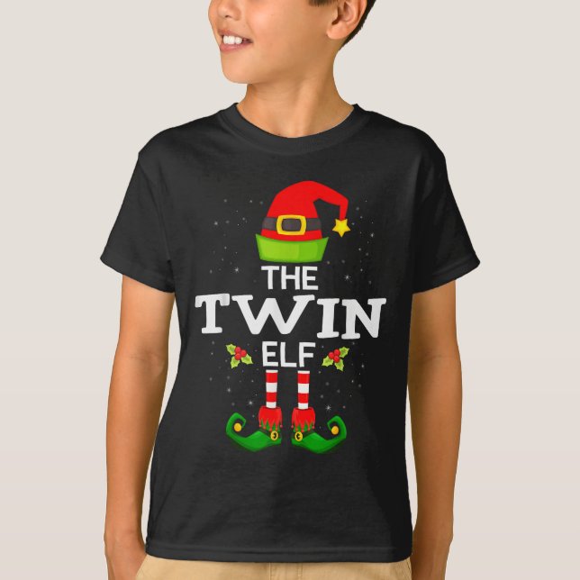 The Twin Elf Christmas Family Matching Pajama  T-Shirt (Front)