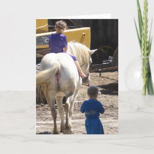 The  Two Amish Girls and Their Horse Card