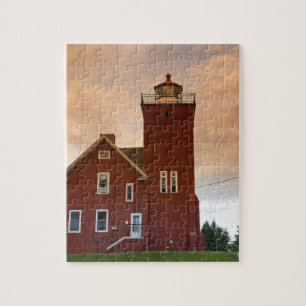 The Two Harbours Lighthouse overlooking Agate Bay Jigsaw Puzzle