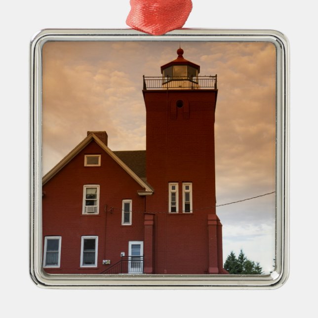 The Two Harbours Lighthouse overlooking Agate Bay Metal Tree Decoration (Front)