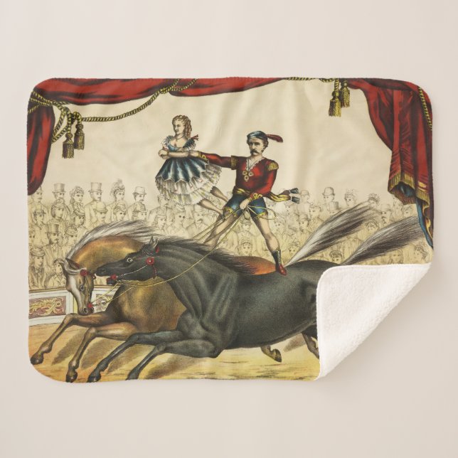 The Two Horse Act, Circus Performance, Circa 1874. Sherpa Blanket (Front (Horizontal))