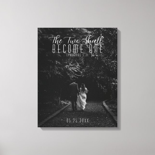 The Two Shall Become One Christian Wedding  Canvas Print (Front)