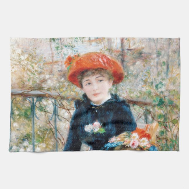 The Two Sisters, On the Terrace Auguste  Renoir    Tea Towel (Horizontal)