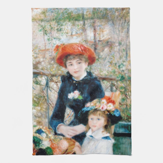 The Two Sisters, On the Terrace Auguste  Renoir    Tea Towel (Vertical)