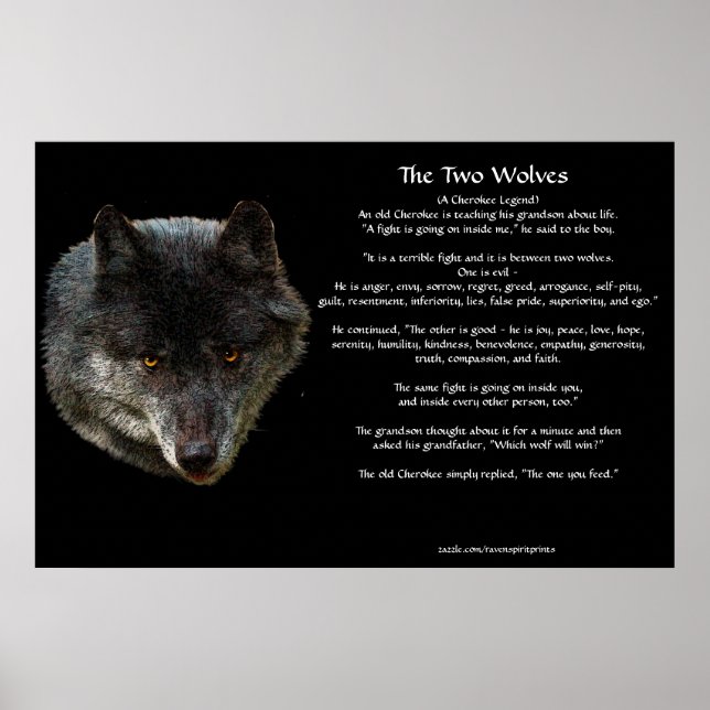 The TWO WOLVES CHEROKEE TALE Art Poster (Front)