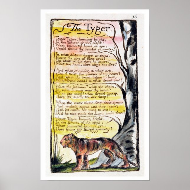 'The Tyger', plate 36 (Bentley 42) Poster (Front)
