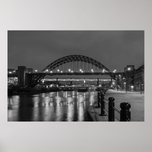 The Tyne Bridge at Night Poster (Front)