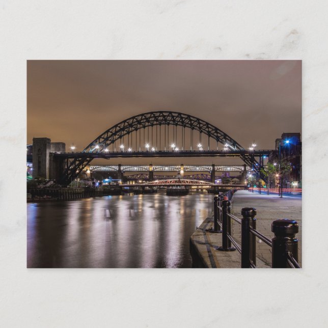 The Tyne Bridges at Night Postcard (Front)