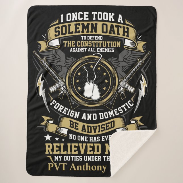The U.S. Veteran Solemn Oath Sherpa Blanket (Front)