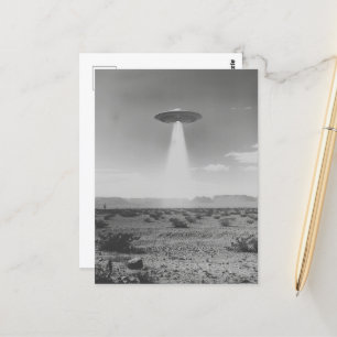 The UFO in the Desert Black and White Postcard