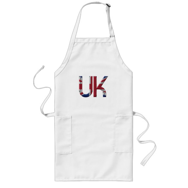 The UK Union Jack British Flag Typography Elegant Long Apron (Front)