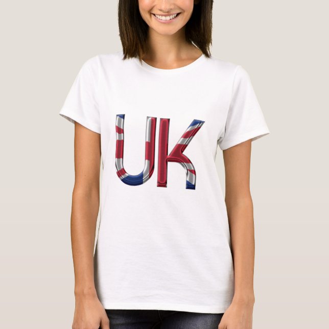 The UK Union Jack British Flag Typography Elegant T-Shirt (Front)