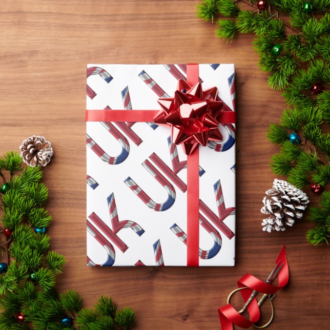 The UK Union Jack British Flag Typography Elegant Wrapping Paper (Holiday Gift)