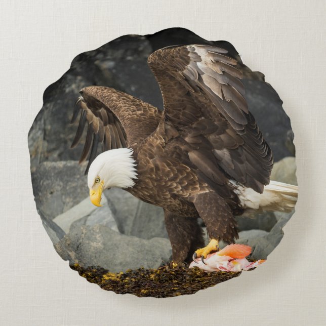 The Ultimate Bald Eagle Round Cushion (Back)