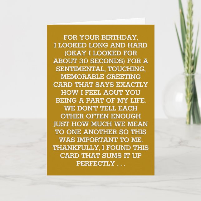 The Ultimate Sentimental Birthday Message (Scotch) Card (Front)