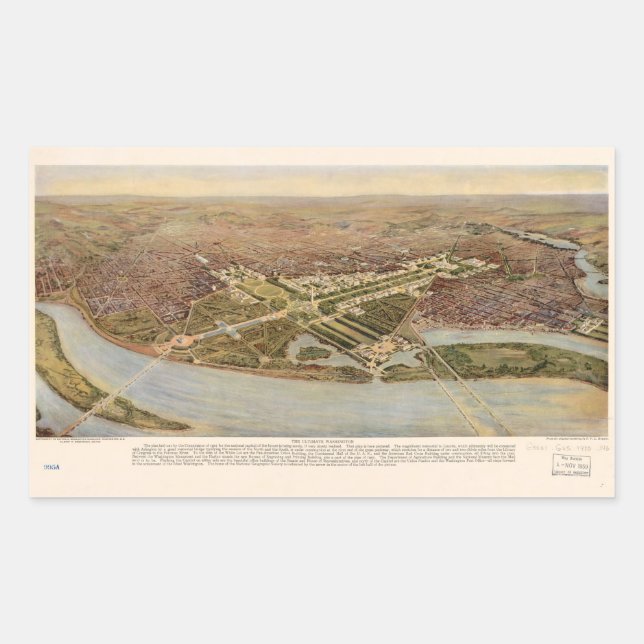 The Ultimate Washington D.C. Map (1915) Rectangular Sticker (Front)