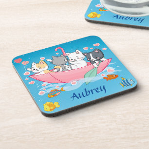 The Umbrella Adventure with Charming Felines Coaster