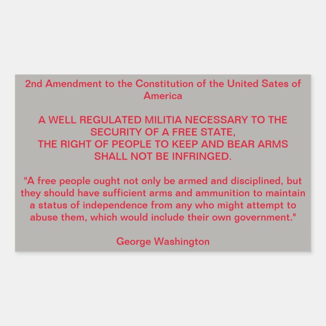 The unalienable right to bear arms. rectangular sticker (Front)