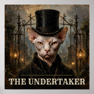 The Undertaker Sphynx Cat Vintage Western Pet Port Poster