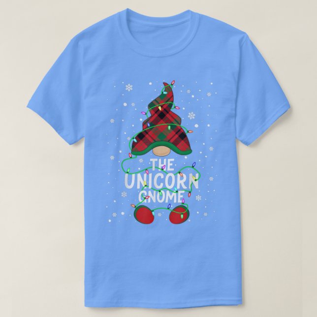 The Unicorn Gnome Family Matching Group Xmas Light T-Shirt (Design Front)