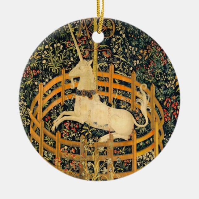 The Unicorn in Captivity Ceramic Tree Decoration (Front)
