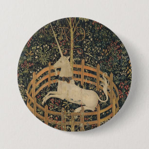 The Unicorn in Captivity, Mediaeval Tapestry  7.5 Cm Round Badge