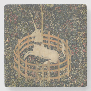 The Unicorn in Captivity, Mediaeval Tapestry  Stone Coaster