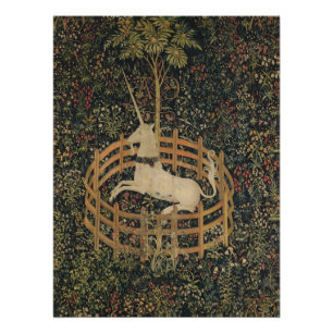 The Unicorn in Captivity, Medieval Tapestry  Poster