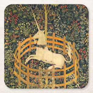 The Unicorn in Captivity Square Paper Coaster