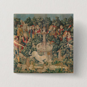 The Unicorn is Found, Mediaeval Tapestry 15 Cm Square Badge