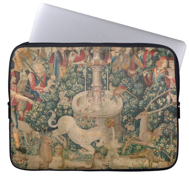 The Unicorn is Found, Mediaeval Tapestry Laptop Sleeve (Front)