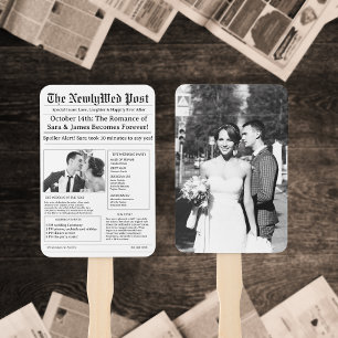 The Unique Newspaper Timeline and Wedding Programs Hand Fan