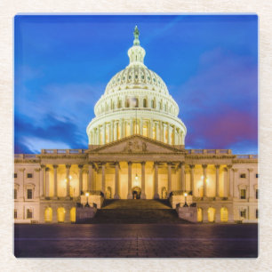 The United States Capitol at blue hour Glass Coaster