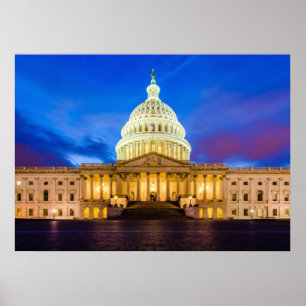 The United States Capitol at blue hour Poster