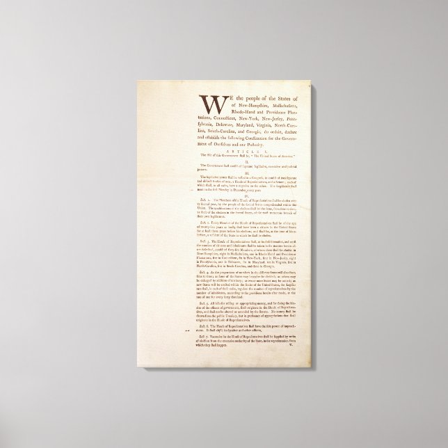 The United States Constitution, 1787 Canvas Print (Front)
