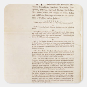 The United States Constitution, 1787 Square Sticker