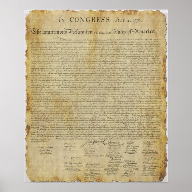 The United States Declaration of Independence 1776 Poster (Front)